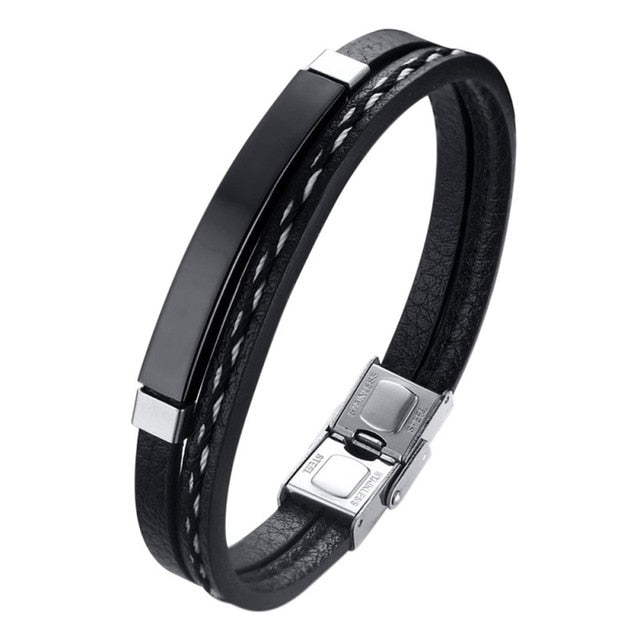 Leather and Steel Bracelet