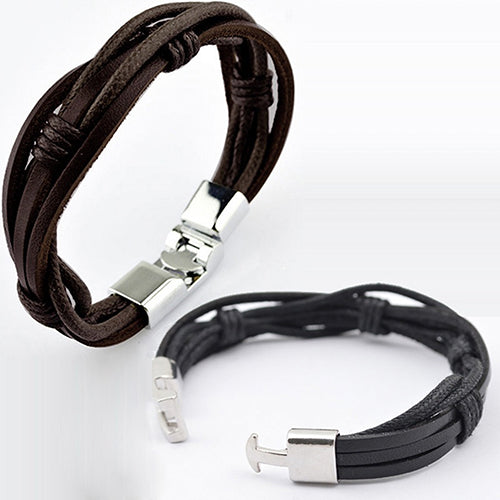Leather and Rope Layered Bracelet