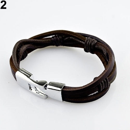 Leather and Rope Layered Bracelet