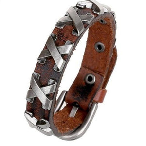 Punk Rock Leather and Metal Bracelet