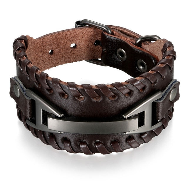 Leather and Metal Combo Bracelet